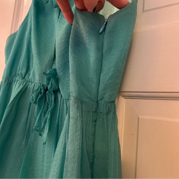 Milly Teal Blue Green Sleeveless Bow Keyhole Mini Cocktail Dress Women’s Size 4 - Picture 7 of 12